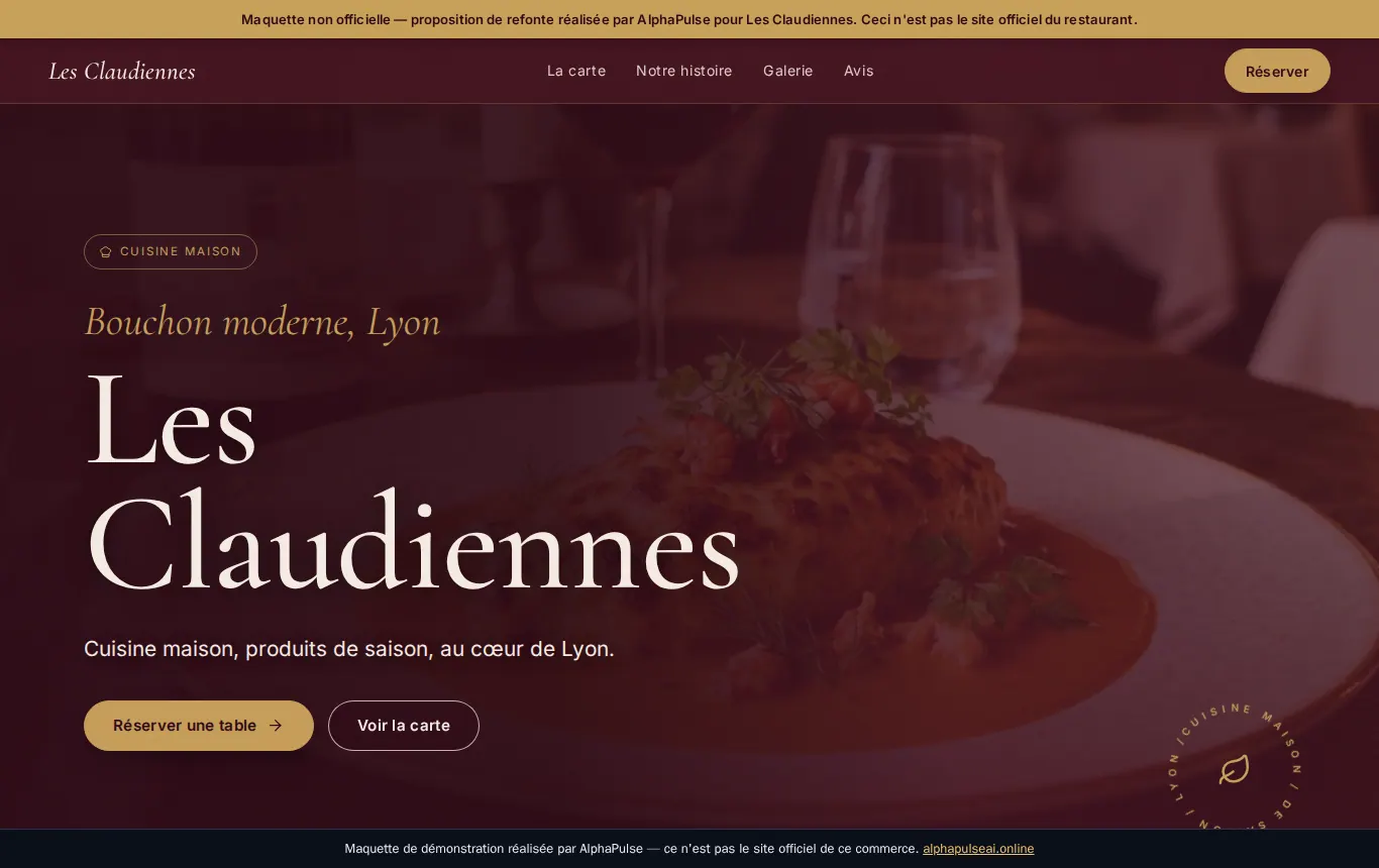 Aperçu d'un site de restaurant
