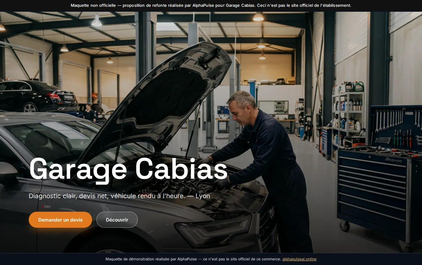 Aperçu d'un site de garage automobile
