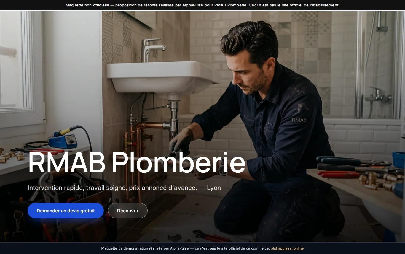 Aperçu d'un site d'artisan plombier